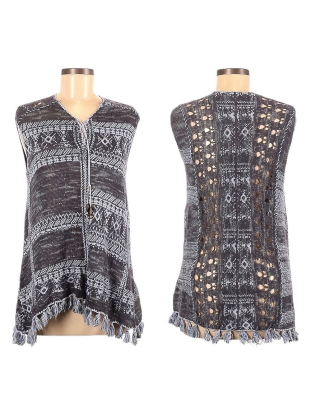 FREE PEOPLE Knit Boho Fringe Tunic XS